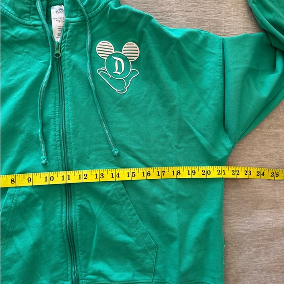 Disneyland Green Disney Zip Up Hoodie Sweater XS Varsity Ribbed Hem Graphic Back - Picture 10 of 11